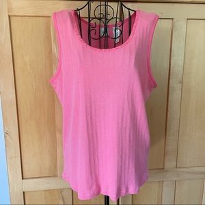 BELONGINGS pink with mini beads tank Top size XL
